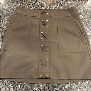 Express Olive Lace-Up Mini Skirt